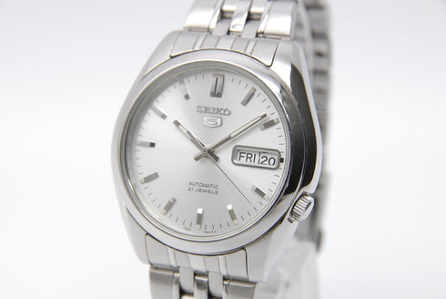 【 N MINT+ 】 Seiko 5 7S26-01V0 Day/Date Silver Dial 21 Jewels AT Watch from JAPAN